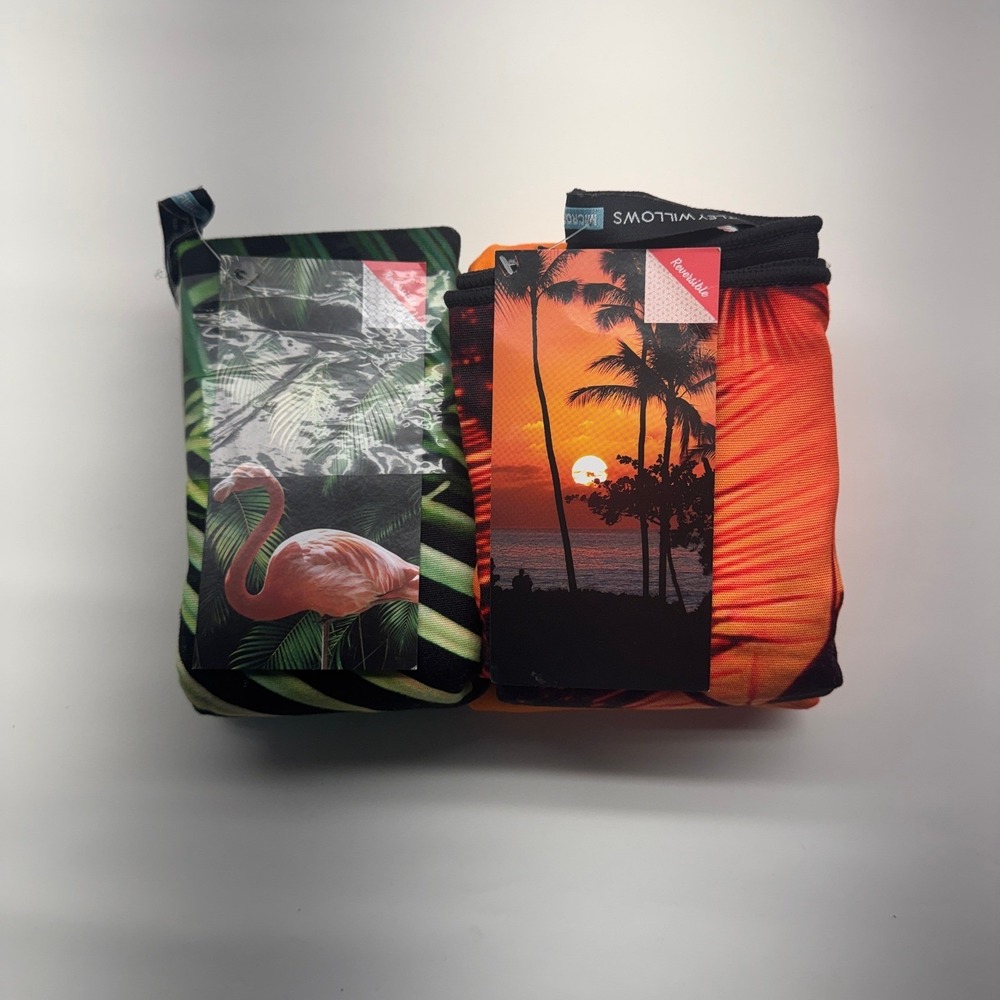 Lot of 2 Whitley Willows Microfiber Beach Towels Sunset Flamingo 35x70 Quick Dry
